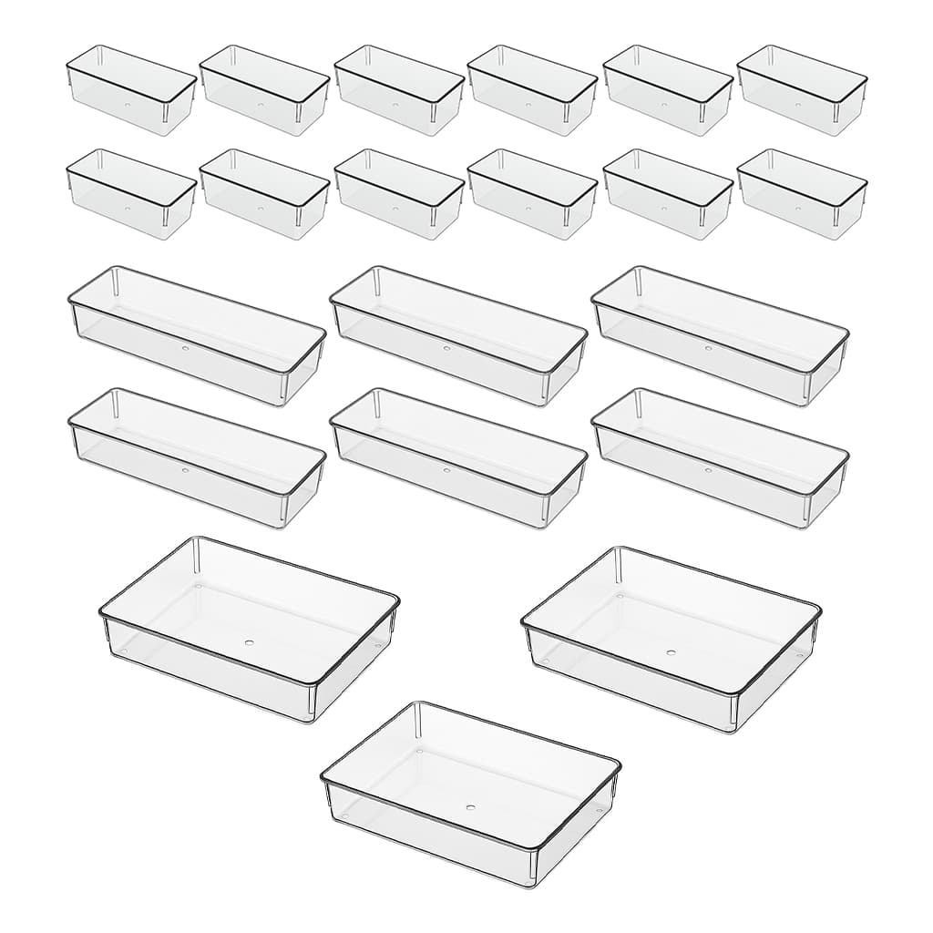Kit 21 Organizador Multiuso Modular Gavetas Acrílico Cristal