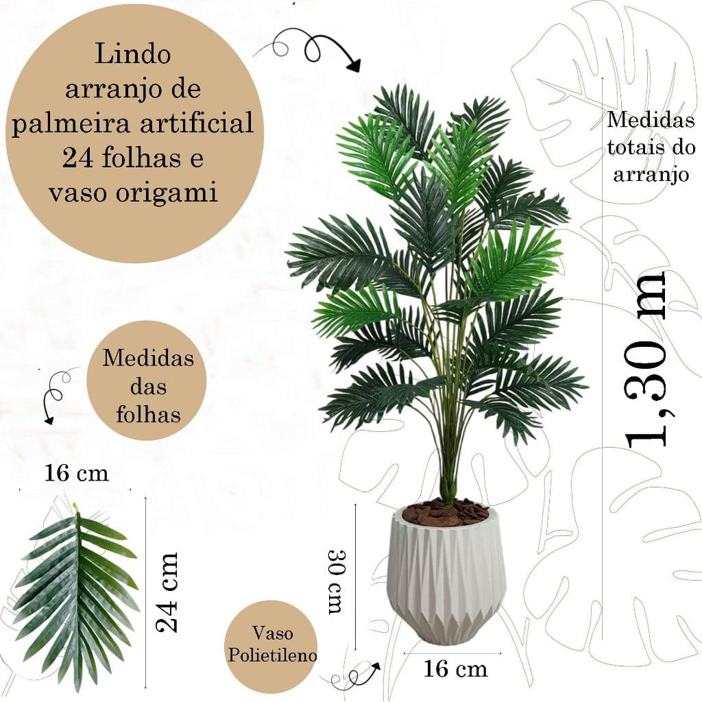 Palmeira Artificial Coqueiro Com Vaso Origami Casa Sala
