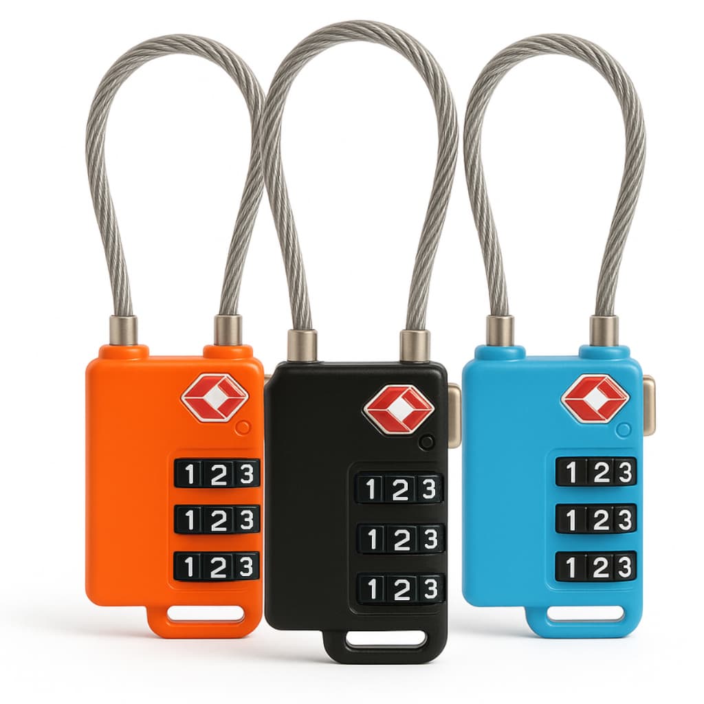 Cadeado TSA com Cabo de Aço Senha Codigo Corda de Metal Mala Viagem Aeroporto Bagagem Mochila Armario Ajustavel