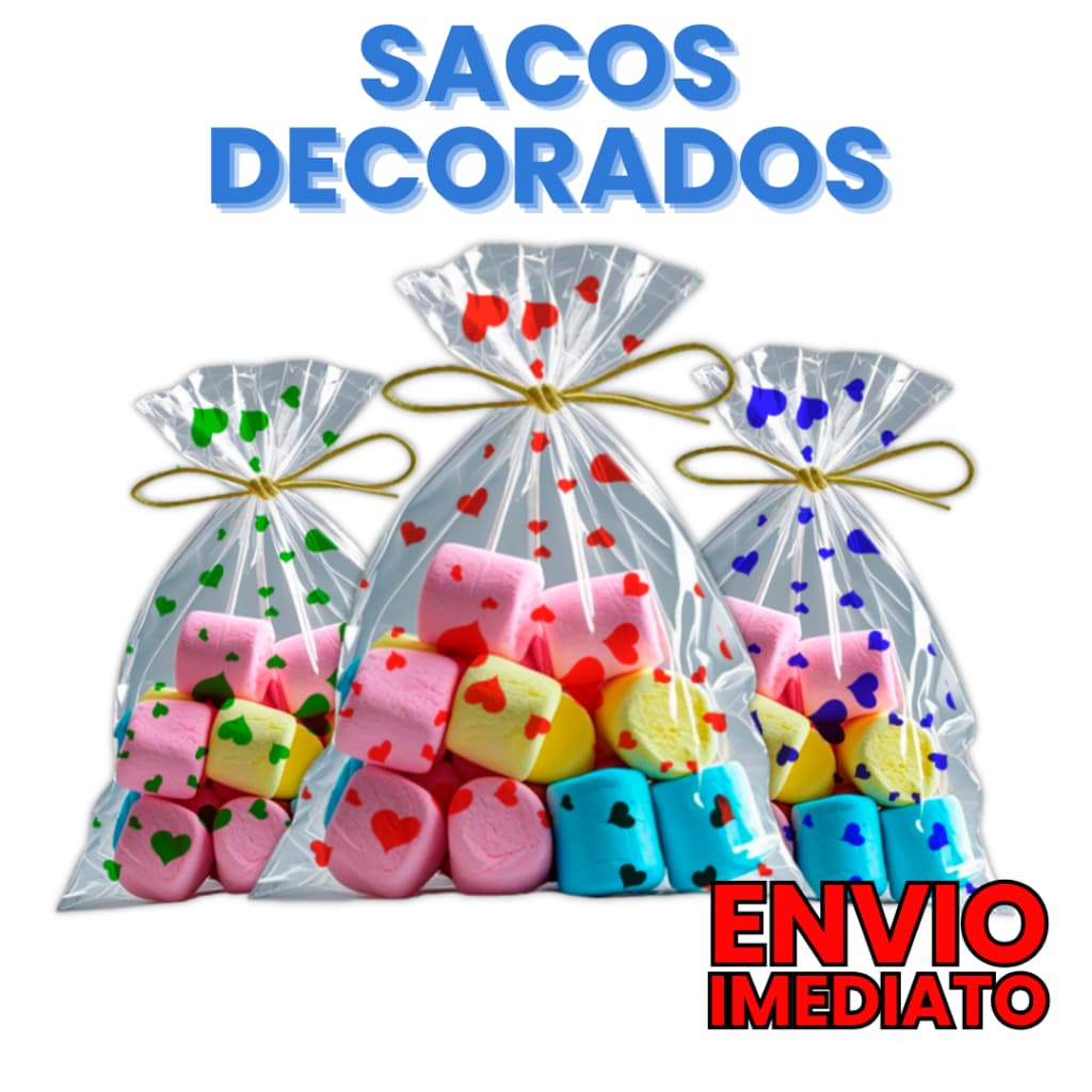 100 Saquinhos Coração De Plástico Celofane 11x20 cm 10x15 cm Transparente