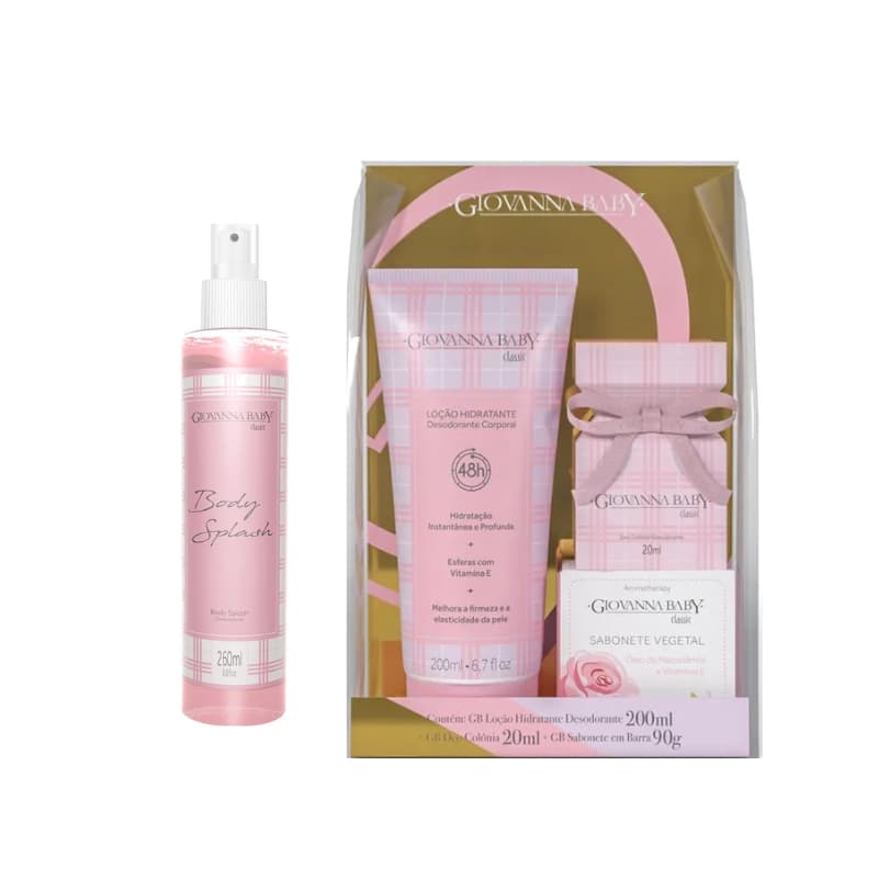 Giovanna Baby Classic [Body Splash 260 mL] + [Kit Deo Colonia 20mL, Loção Hidratante 200 mL e Sabonete 90g]
