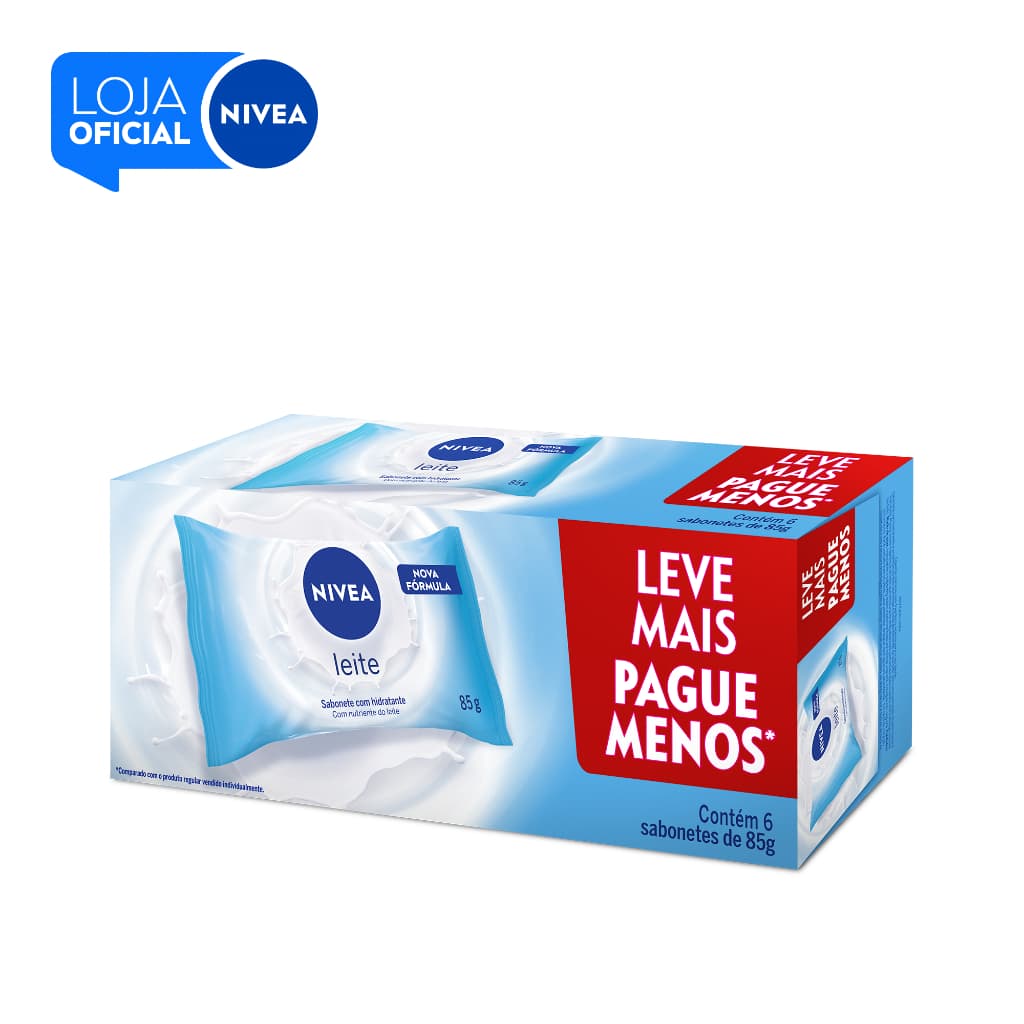 Kit NIVEA Sabonete em Barra Hidratante Leite 85g (6 unidades)