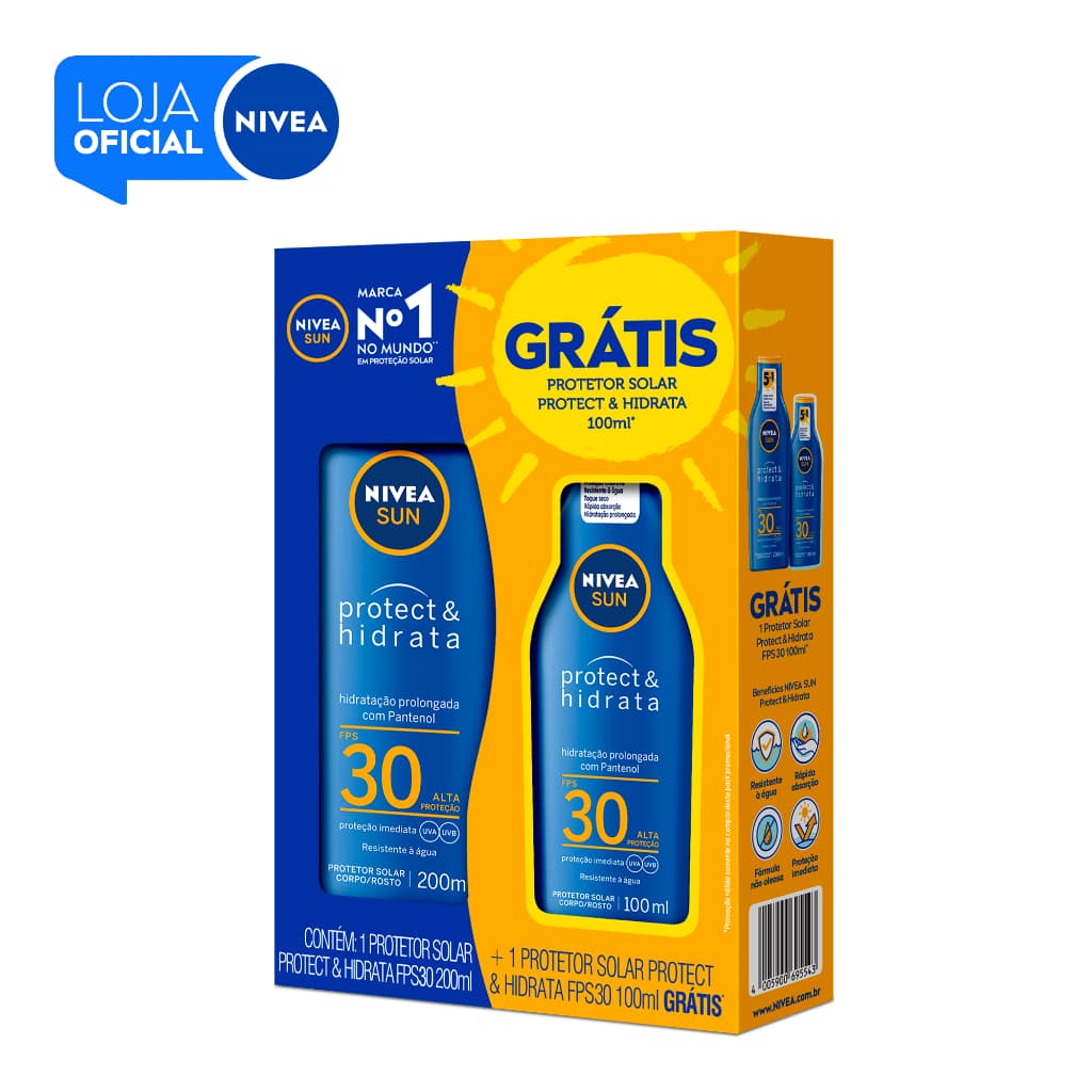 KIT NIVEA Protetor Solar Fps30 200ml + Protetor Fps30 100ml BBB 26