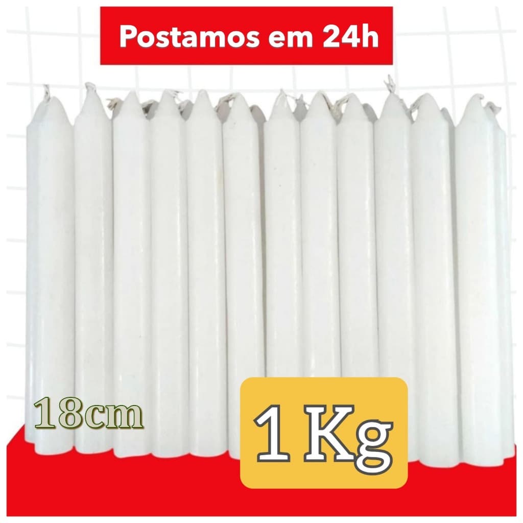 1 Kg Vela Branca Palito 18cm Atacado Fabrica Vela Grossa