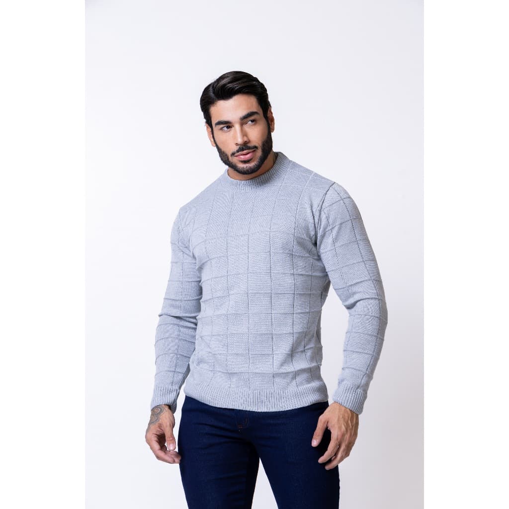 Suéter blusa masculina trama tricot manga longa Gola Redonda Malha Grossa outono inverno Envio Imediato verão 2026