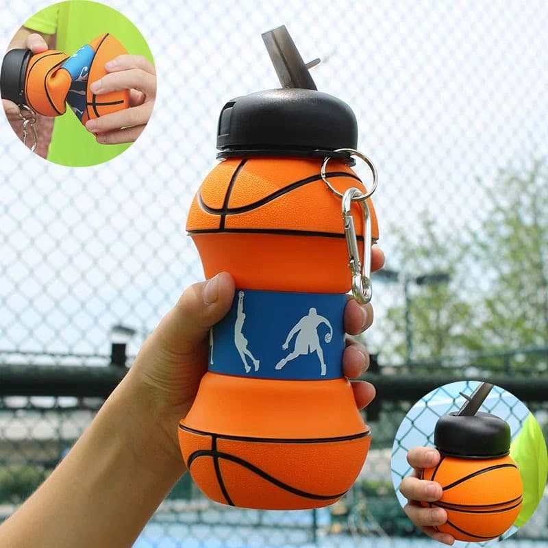 Garrafa Silicone Retrátil Dobrável Portátil Bolas De Futebol garrafa de Esportes 550ml