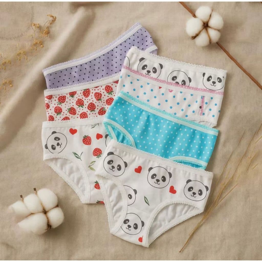 Calcinha Infantil em Malha 100% Algodão, com Forro, Estampas Variadas.  - 1 a 9 anos