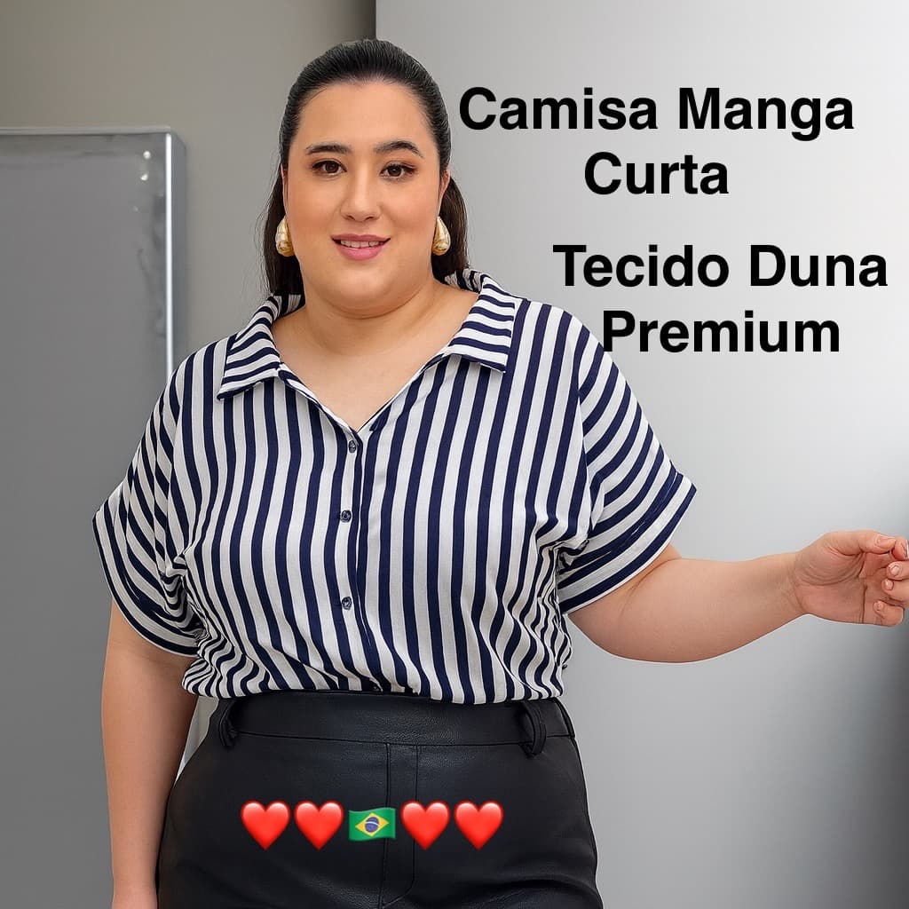 Blusa Feminina Pluz Tamanho G1 G2 G3 G4 Size Camisa Manga Curta, Tecido Duna Premium