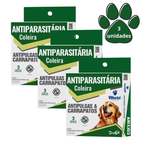 Coleira Para Cães Contra Pulgas , Carrapatos Dug's Antipulgas 3 Meses Proteção Ajustável World