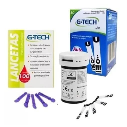 Kit Lancetas G-Tech 100 und + Tiras Reagentes G-Tech Lite 50 und