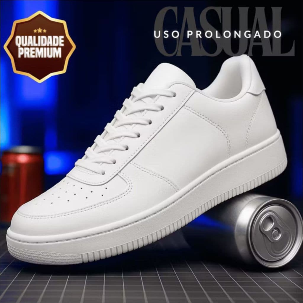 Tênis Casual Branco Unissex Masculino Feminino Atemporal Versátil Confortável Moda Estilo