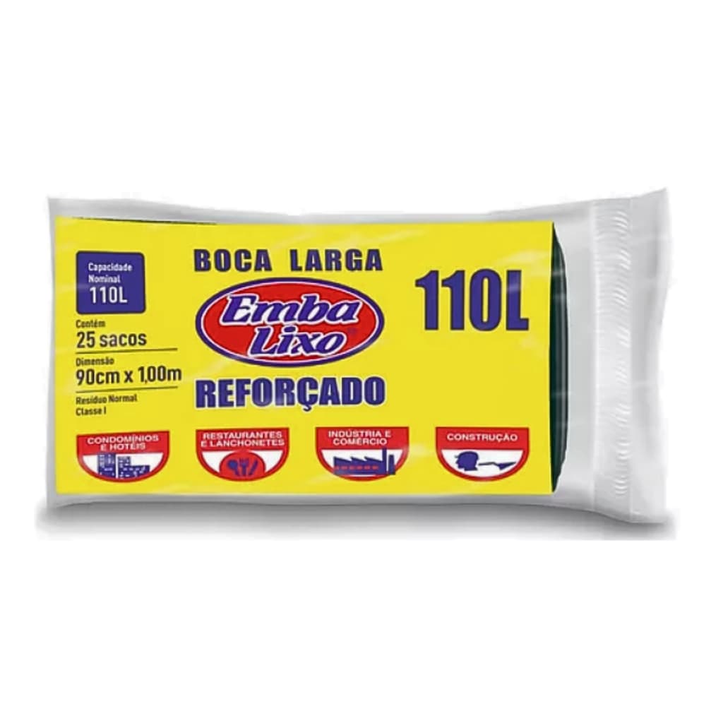 Sacos de Lixo Embalixo 110 L Reforçado (25 unidades) preto