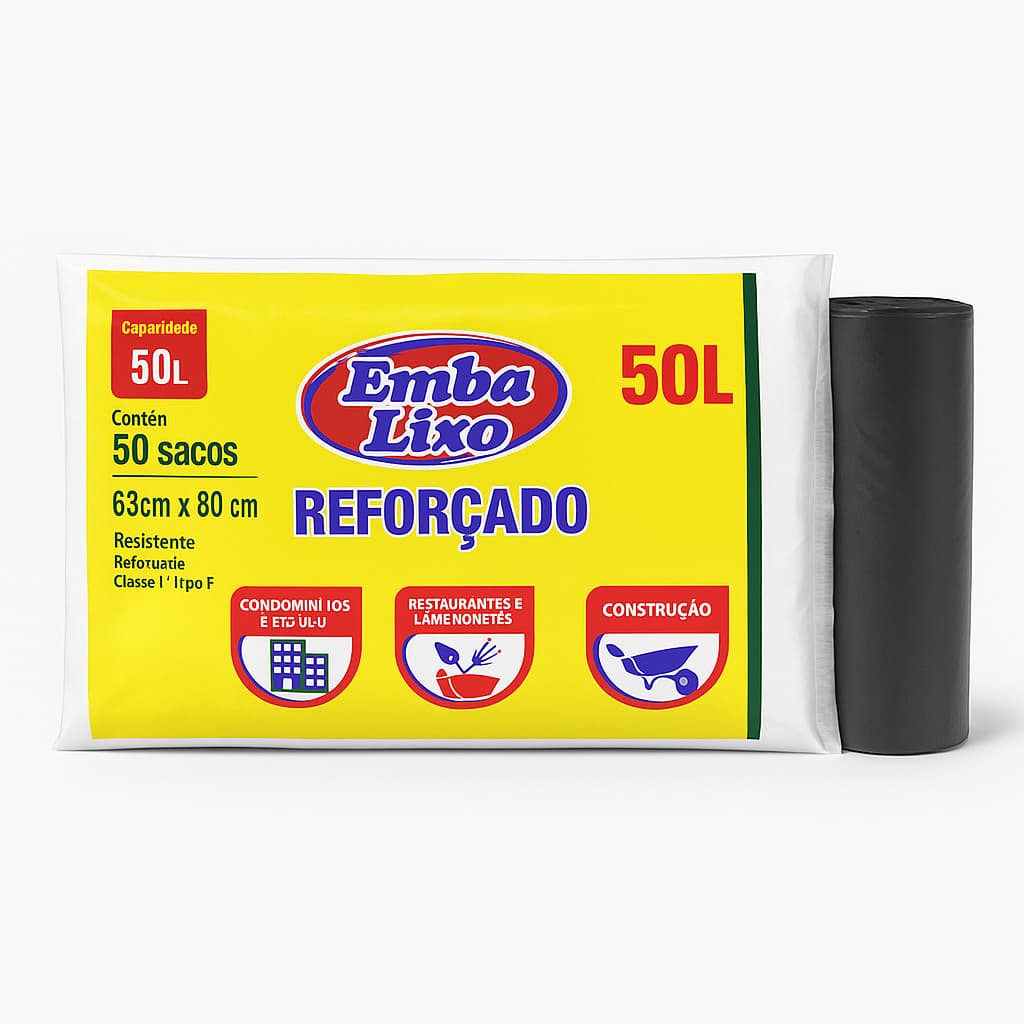 Sacos de Lixo Embalixo 50 Litros Reforçado (50 unidades) preto