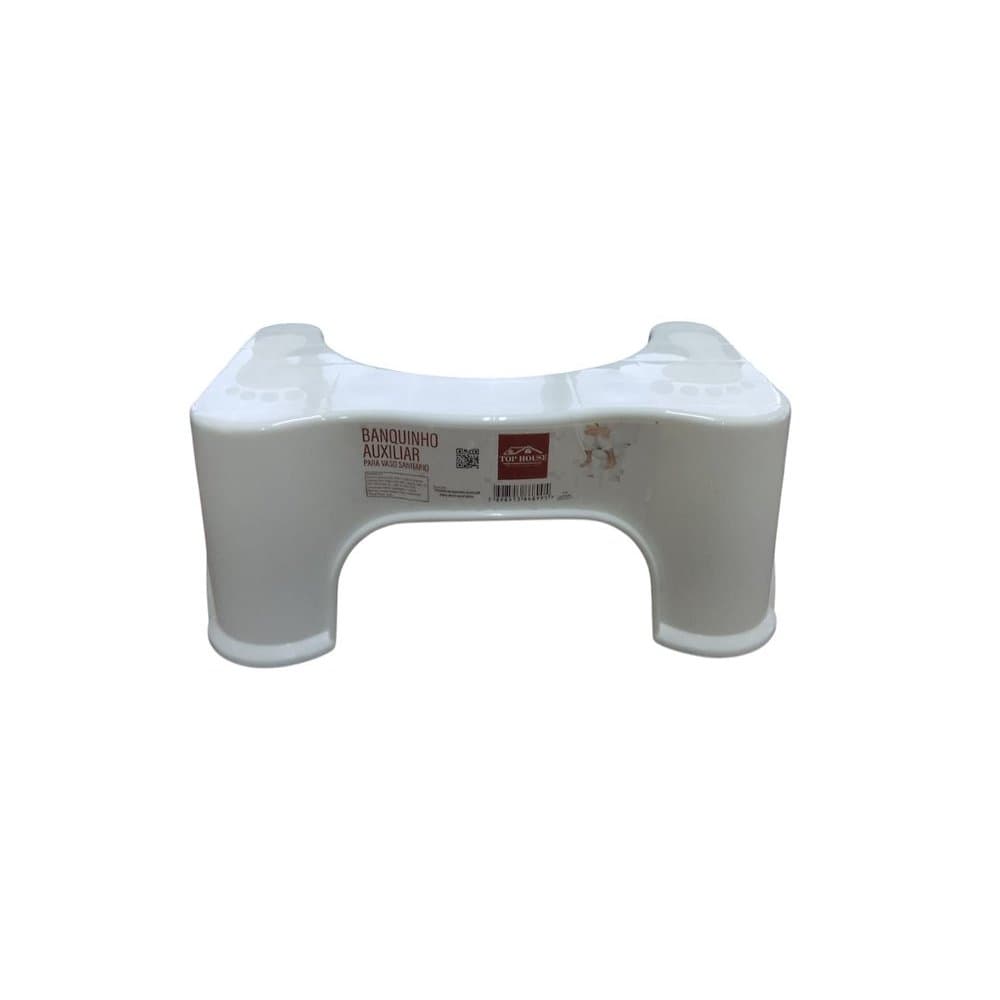 Banquinho Banco Plástico Auxiliar Postura Correta Ergonômico Para Vaso Sanitário Banheiro - Branca