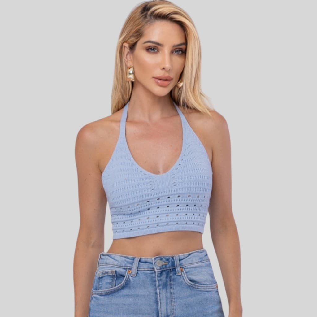 Cropped Regata Tricot Modal Feminino Moda Blogueira Casual Elegante Tendencia