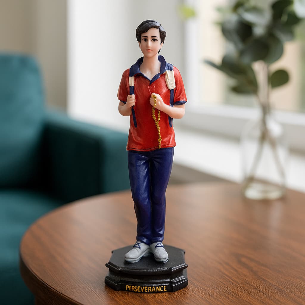 Beato Carlos Acutis Imagem 15cm Feita a Mão Devoção Fé Oração Igreja Altar Proteção Imagem Sacra