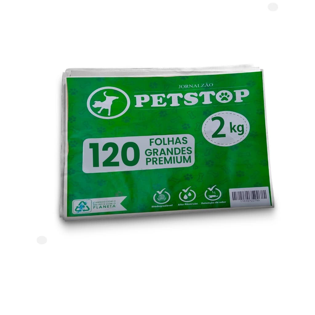 Jornal Higienico Biodegradável Seguro P/ Pets 2kg 120 folhas grande com 63cm X 58cm