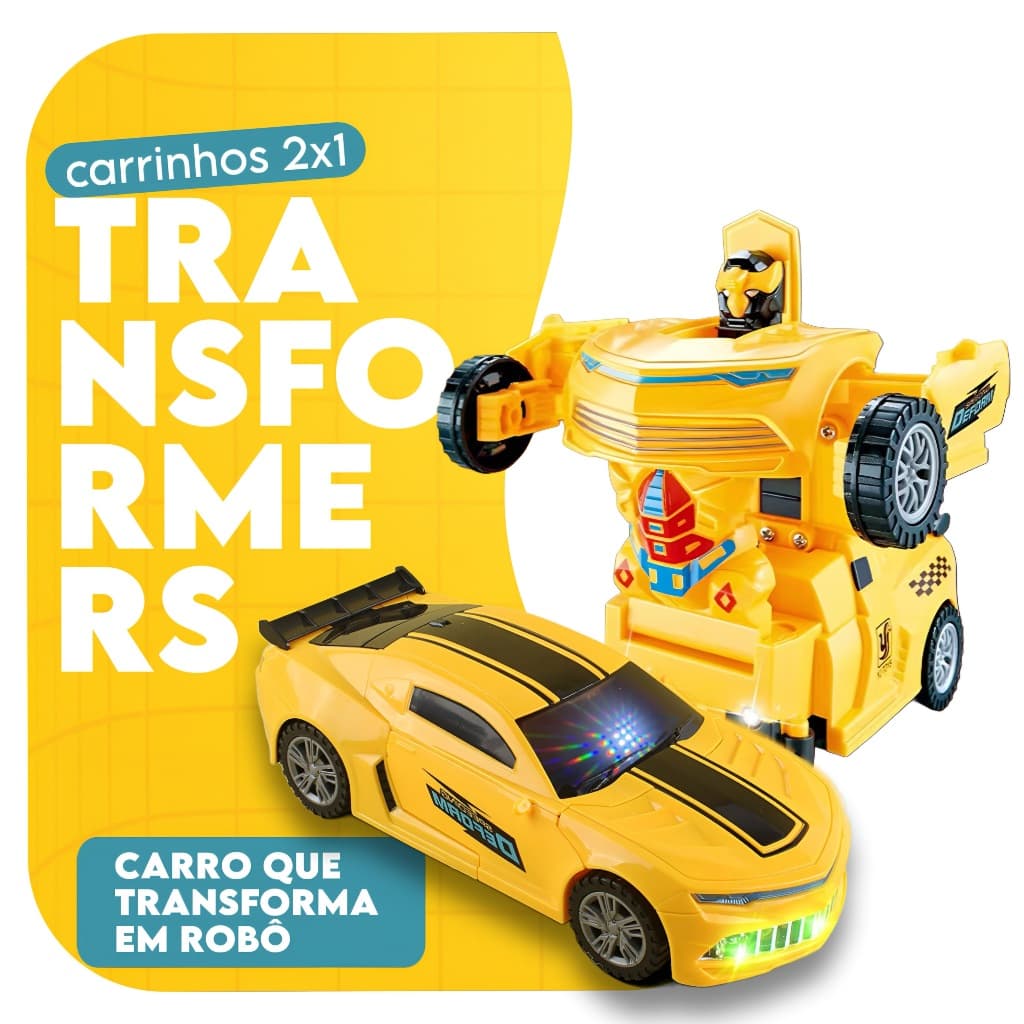 Carrinho de Brinquedo Transforms Vira Transforma Em Robô Carro Camaro Infantil