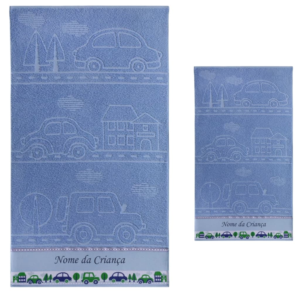 Jogo Toalha de Banho + Rosto Lavabo Infantil Criança Com Menino Menina Nome Personalizado Bordado