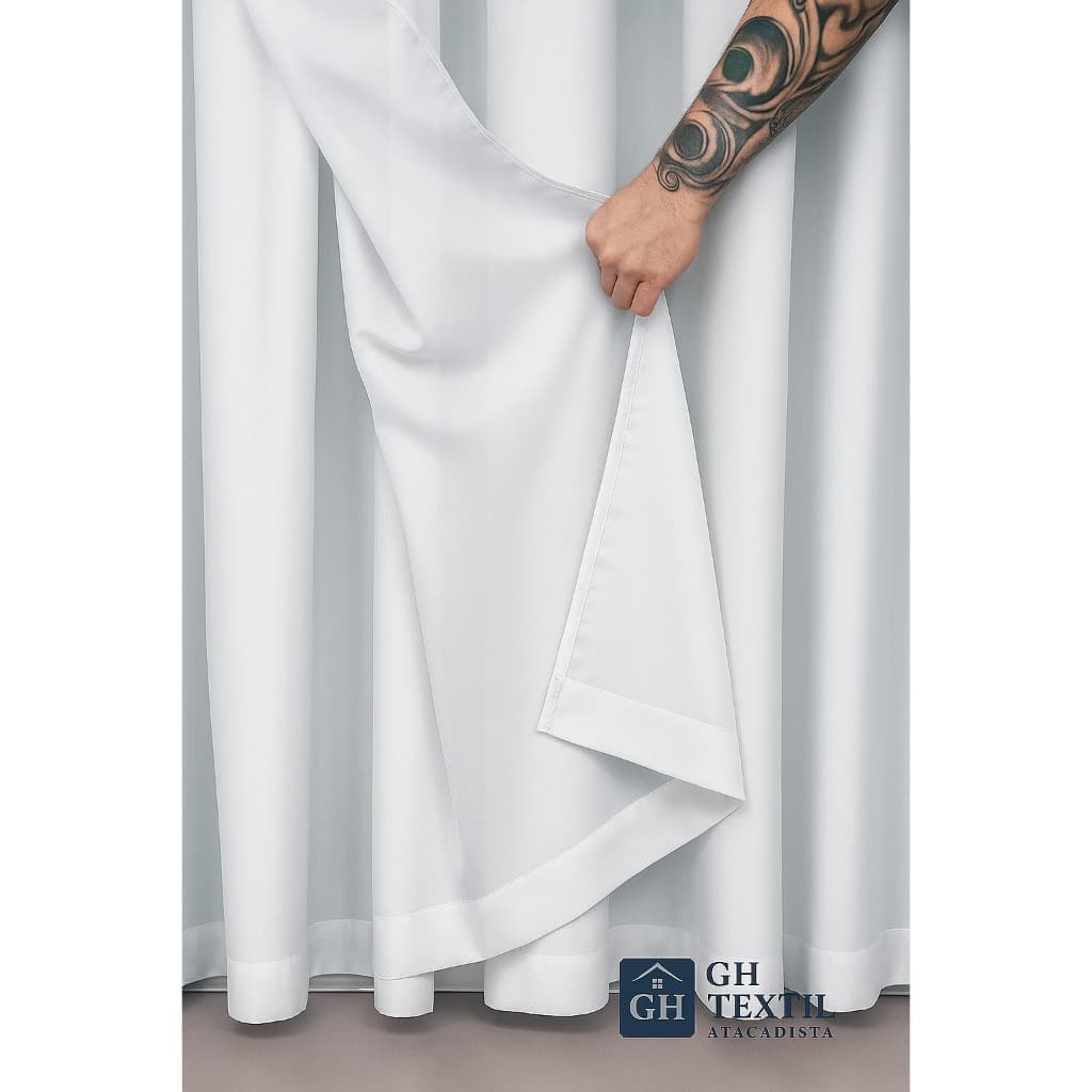 Cortina Luxo Voil com Forro Microfibra 3,00x2,80m para Varão Simples Sala e Quarto Elegante