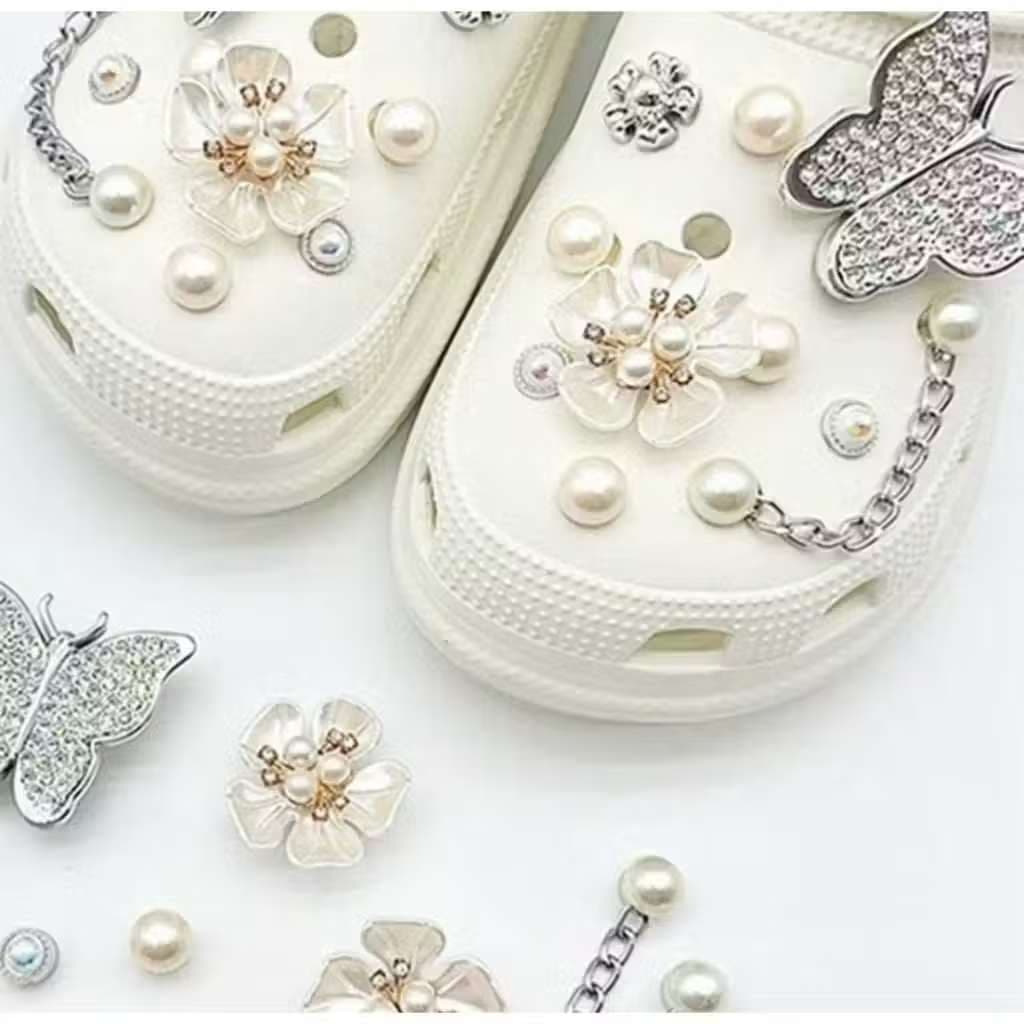 5 Peças Amuletos De Pérola Da Moda Strass Borboleta Acessórios De Sapato Tamancos Conjunto De Decoração Elegante