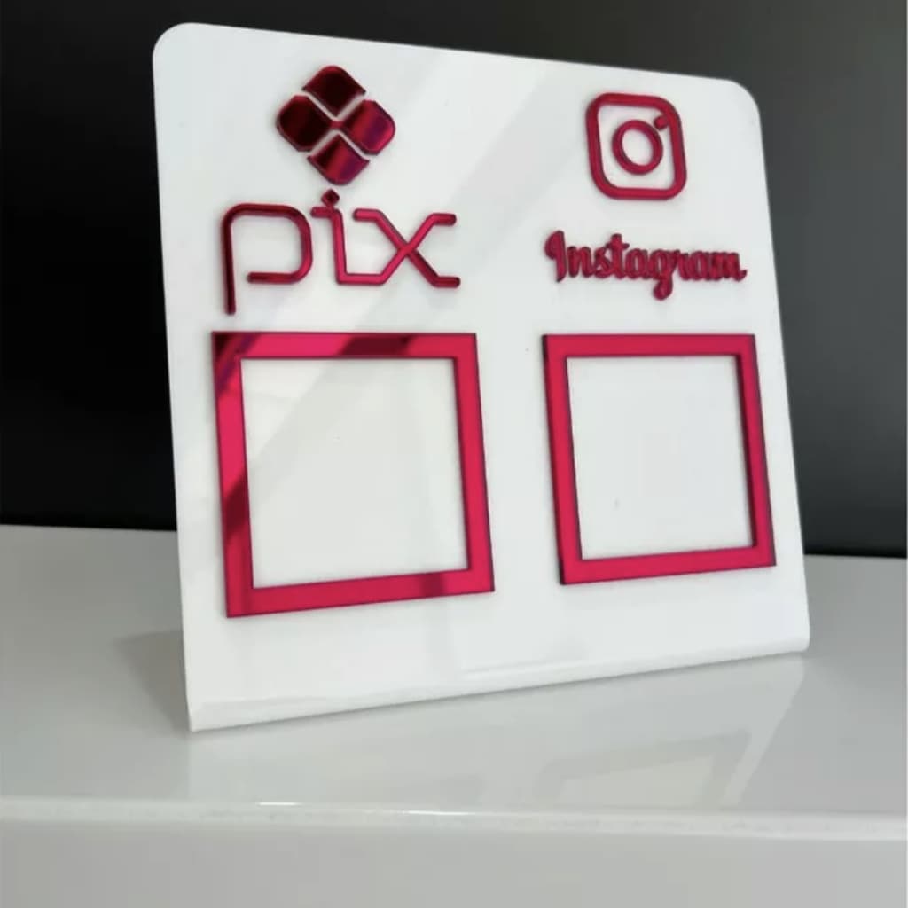 Placa Pix Display Mesa Balcão PIX Instagram Interativo