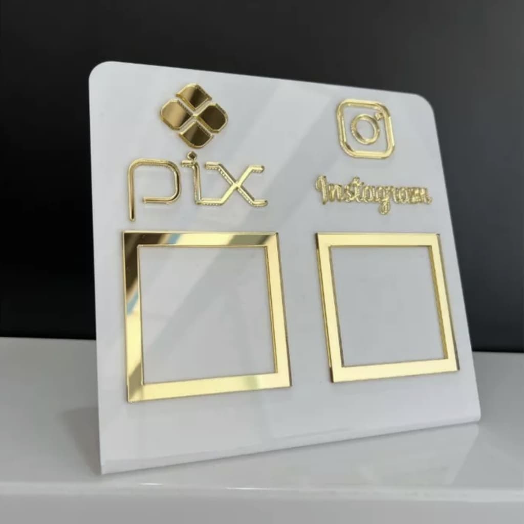 Placa Pix Display Mesa Balcão PIX Instagram Interativo