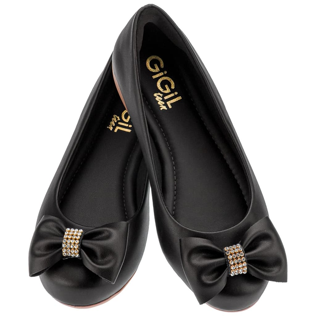 Sapatilha Infantil Feminina Sapato Bico Redondo Sandália Menina Boneca Laço Strass Confortável Festa Blogueira