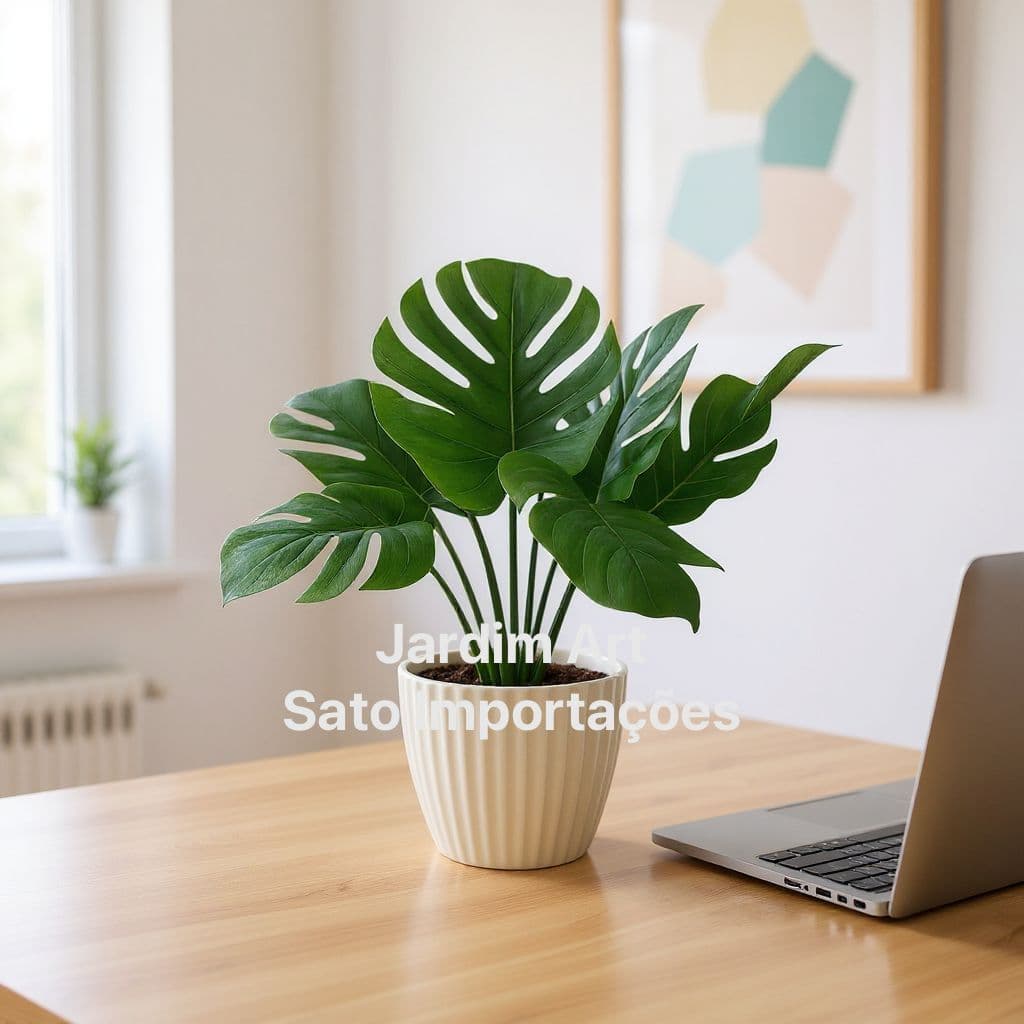 Planta Decorativa Artificial Costela de Adão 30cm – 8 Cores c/ musgo