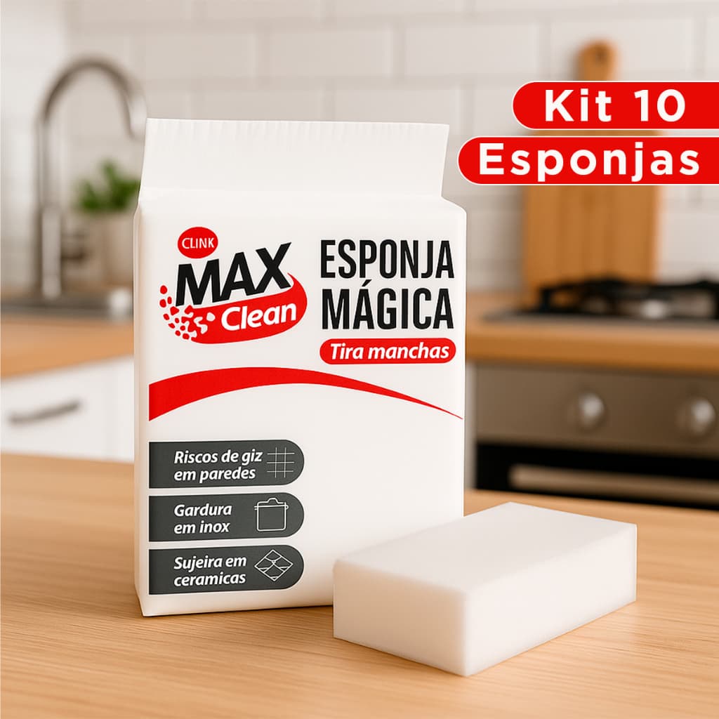 Kit 10 Esponja Mágica Tira Manchas Desengordura Limpeza Branca Multiuso