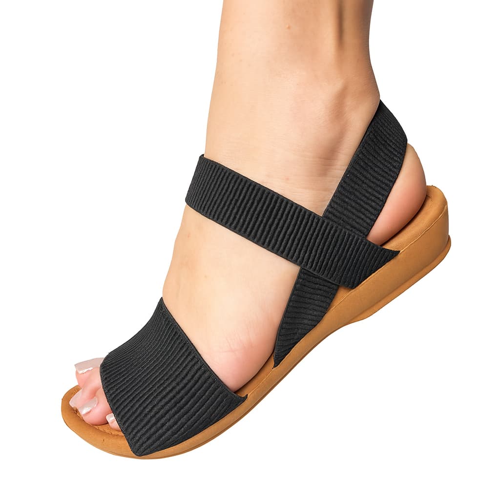 Sandália Feminina Elástico Ortopédica Anabela Anatômica Confortável Papete