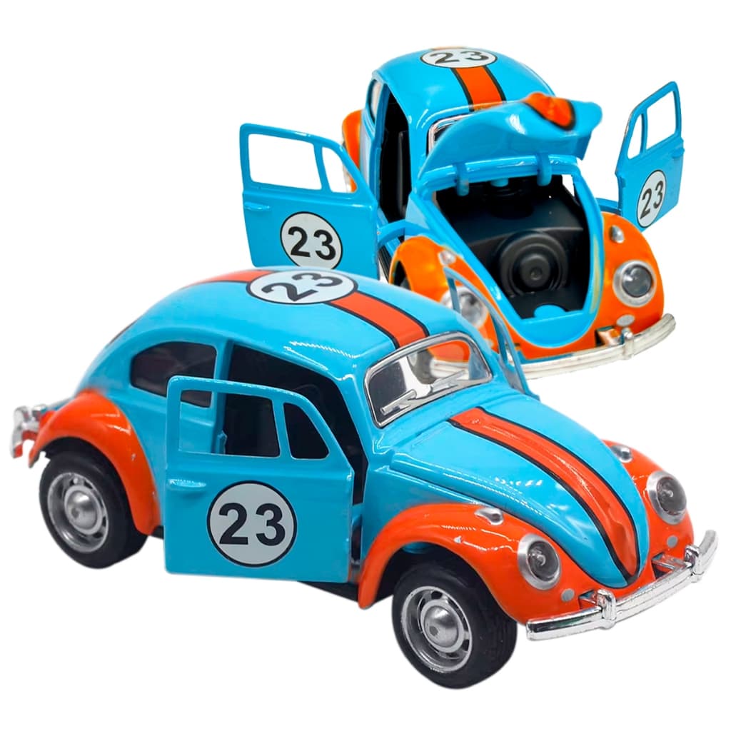 Carrinho Metal Fusca 23 Colecionador Abre Porta Capo Pneu Borracha Classico Corrida Gulf Fricçao Presente Crianças Natal