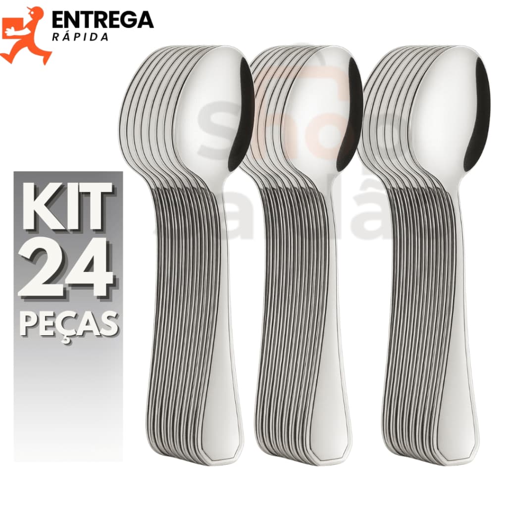 Kit 24 Colher de Mesa Inox Jogo de Talhares Cozinha Colheres de Sopa Refeição Talheres de Jantar