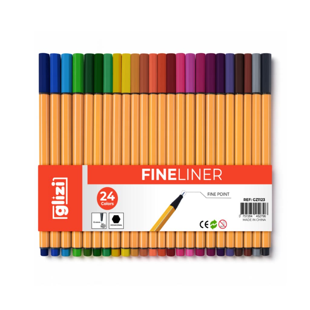 kit 10/12/24 Canetas Coloridas Fine Line Ponta Fina 0.4 mm 1ª Linha