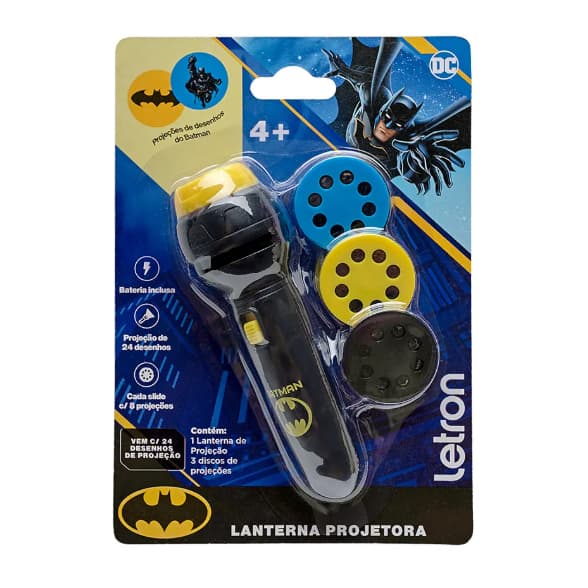 LANTERNA PROJETORA BATMAN BLISTER C/ 1 UND + 3 SLIDES LETRON
