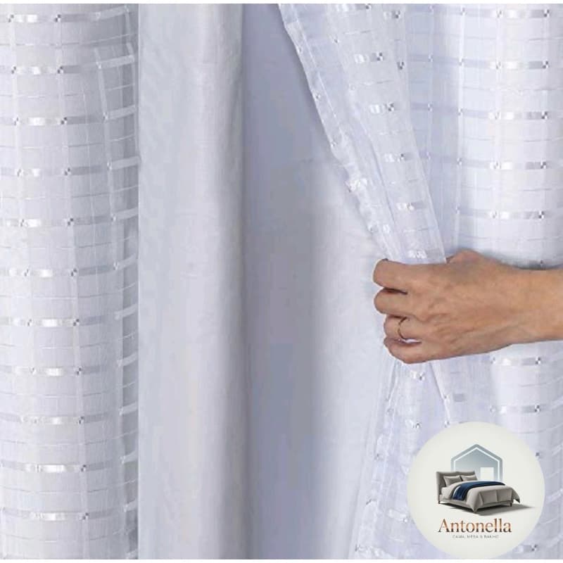 cortina blackout pvc com tecido voil 3,00 x 2,80 xadrez