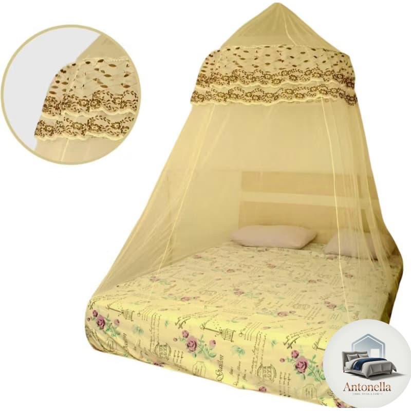 MOSQUITEIRO DE TETO CASAL/SOLTEIRO FILÓ COM BICO BORDADO