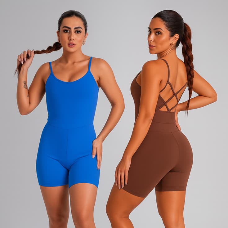 Macaquinho Fitness ZERO TRANSPARÊNCIA Academia Feminino Costas Nuas Trançadas Perfeito pra Treino