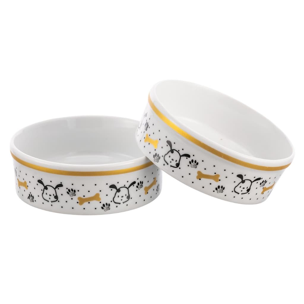 2 Comedouro Cachorro para Caes pet 610ml Porcelana Branca