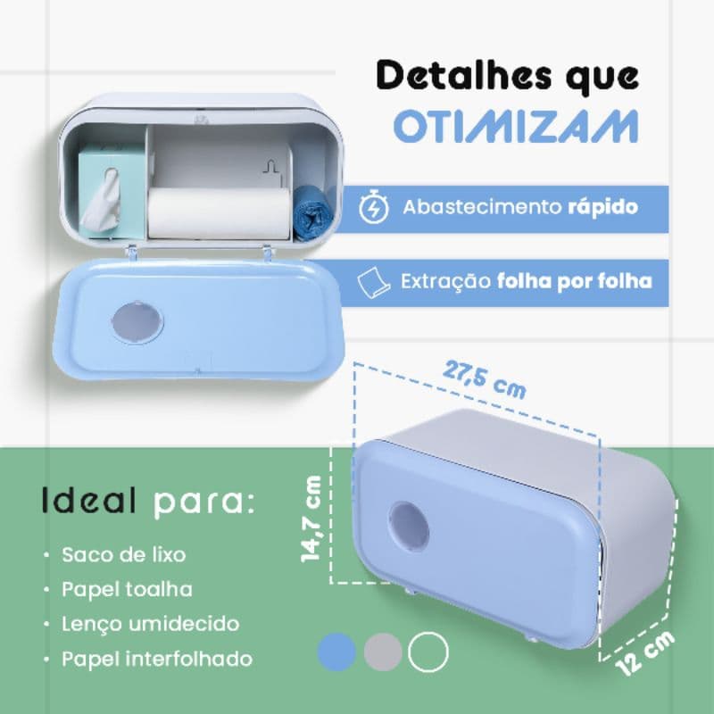 Dispenser Porta Papel Toalha 4 Em 1 Luxo Urban Suporte Compacto para Banheiro Porta Papel Higienico