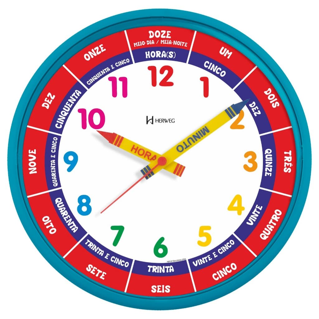 Relógio de Parede Herweg Original - Voltam às Aulas -  Educativo Infantil