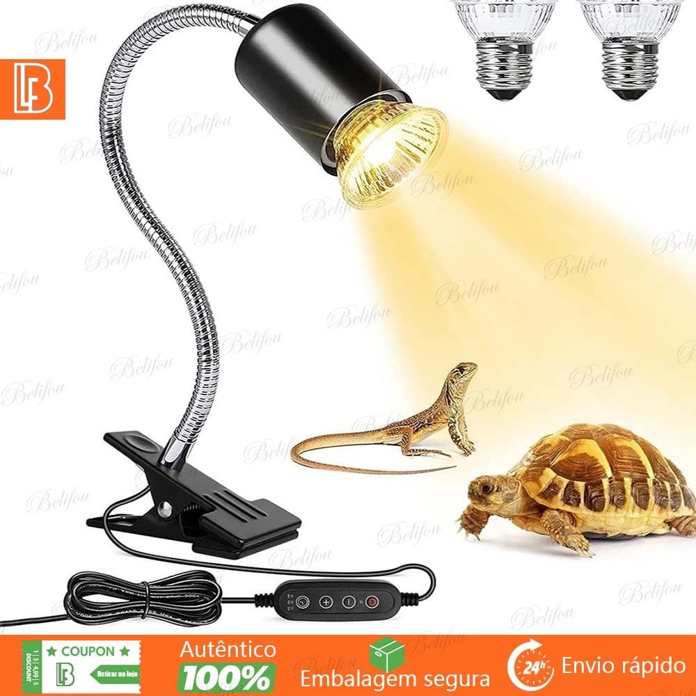 Aquecedor para Aquário com Lâmpada de Aquecimento para Répteis Inclui Uva Uvb 2 Lâmpadas 110V/220V