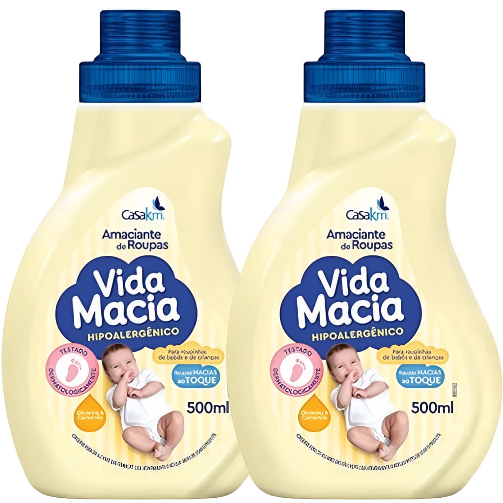 Kit 2 Amaciantes de Roupa Vida Macia Baby Glicerina e Camomila bebê 500ml
