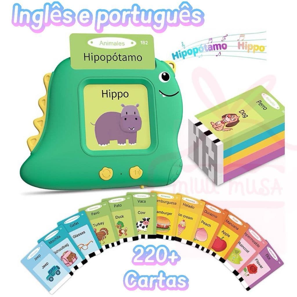 Pronúncia Portátil Máquina De Cartões De Aprendizagem Oral Kids Educational Toys（Português e Inglês)