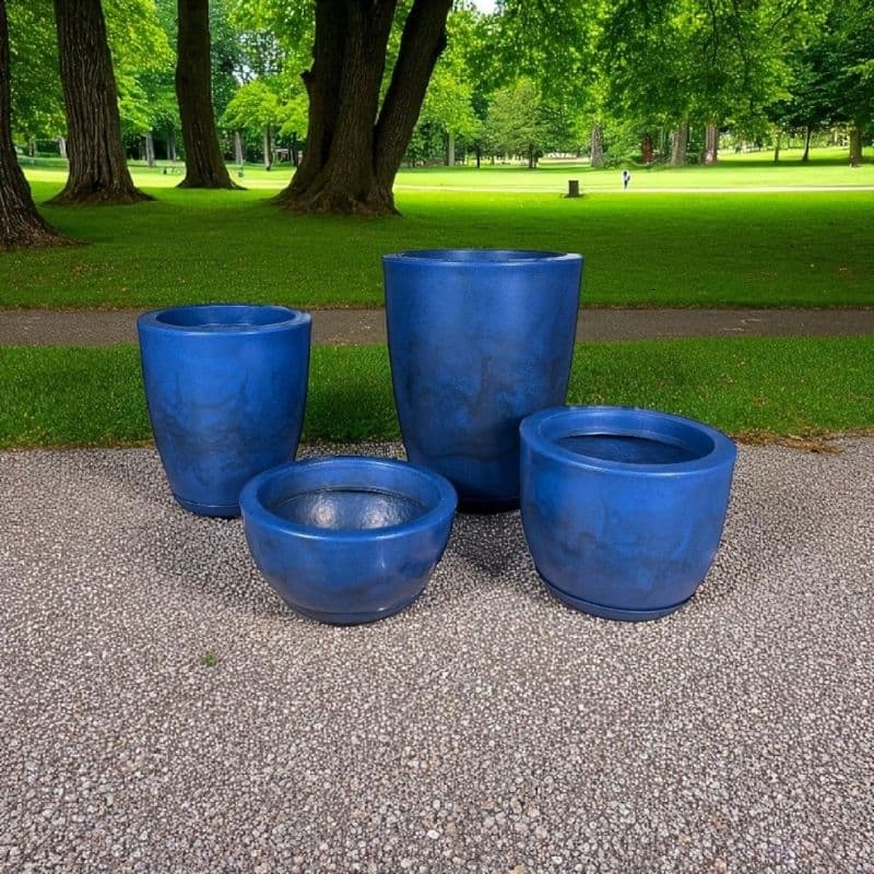 kit 4 vasos para plantas efeito marmorizado em polietileno