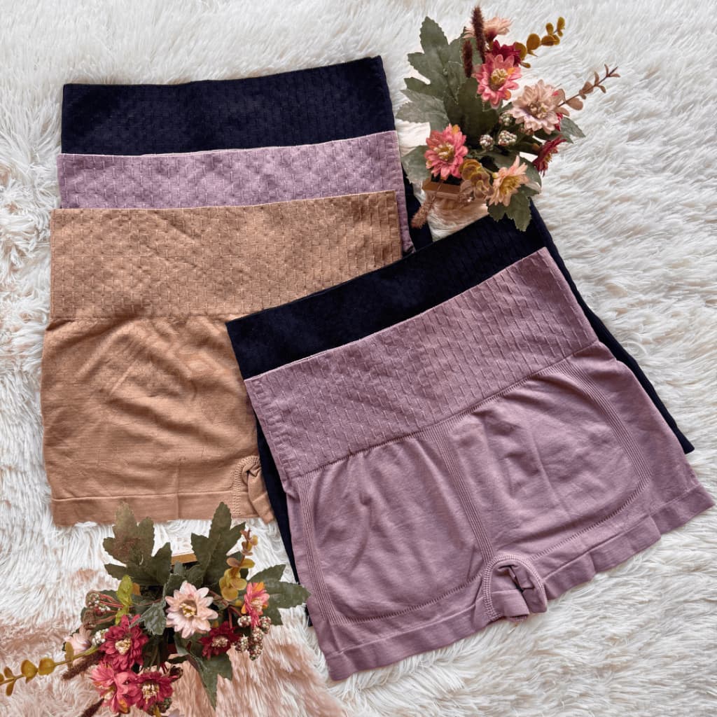 Kit Shortinho Poliamida Cueca Box Feminina Cintura Alta Empina Bumbum Cós Alto 7cm Compressão