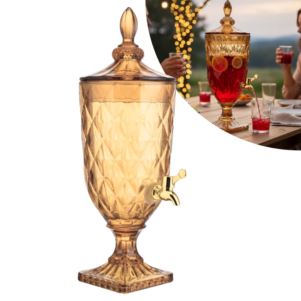 Suqueira Dispenser De Vidro Diamond 3,2l Com Torneira Suco Água Drink Buffet Restaurante Festa