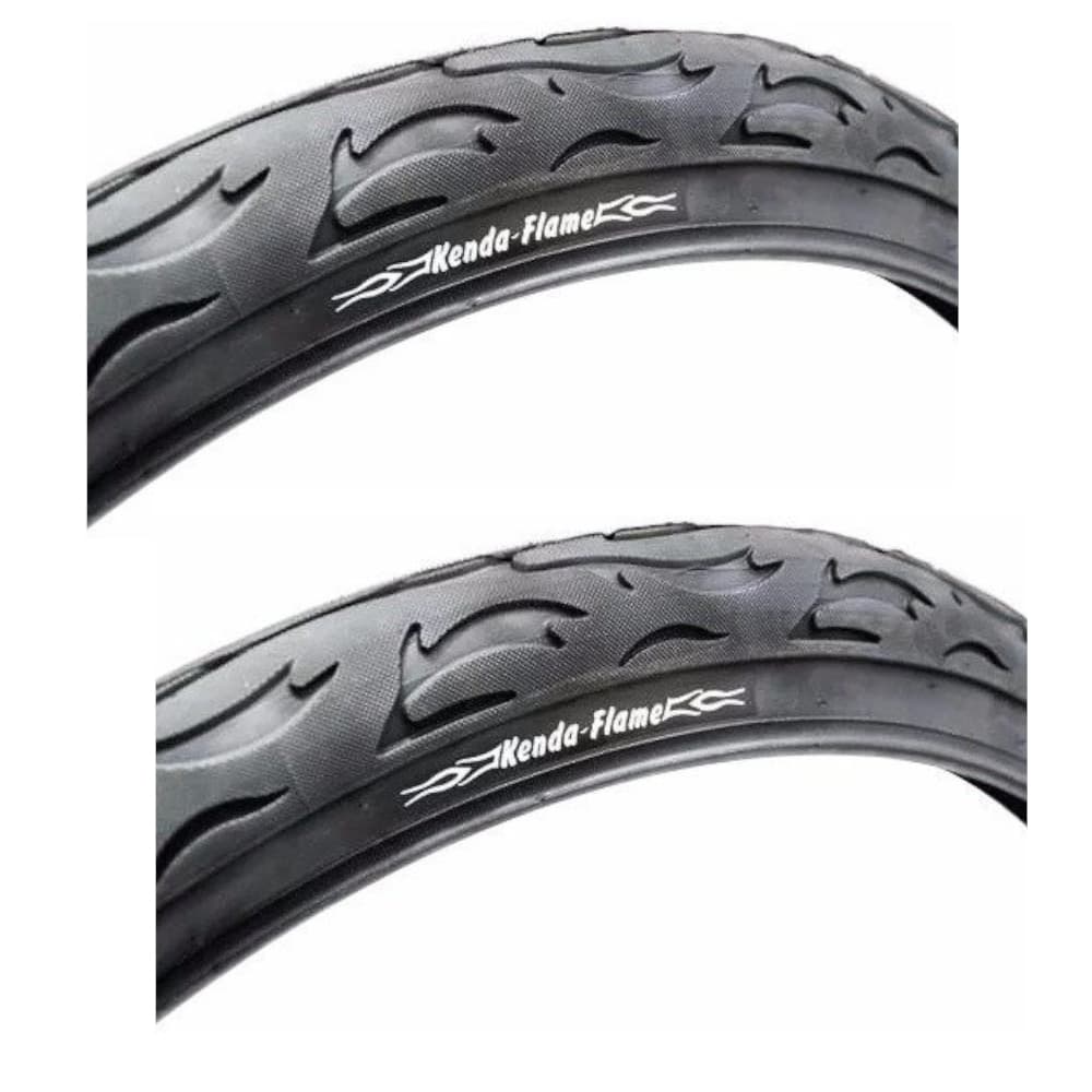 KIT 2 PNEUS KENDA FLAME ARO 26x2.125 BALÃO SLICK BIKE/MOBILETE