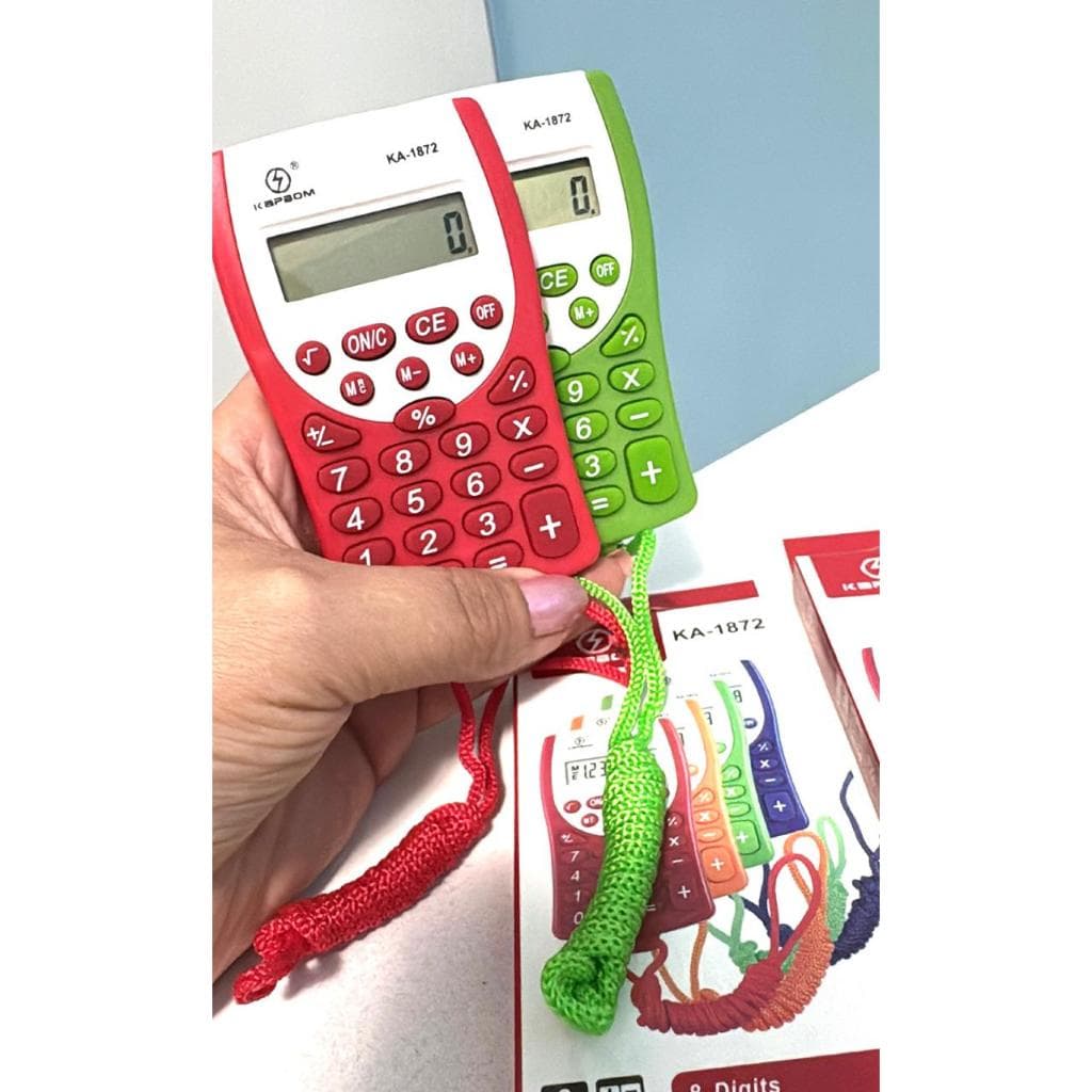 Calculadora de Bolso Colorida com Cordão 8 Dígitos + Bateria Inclusa