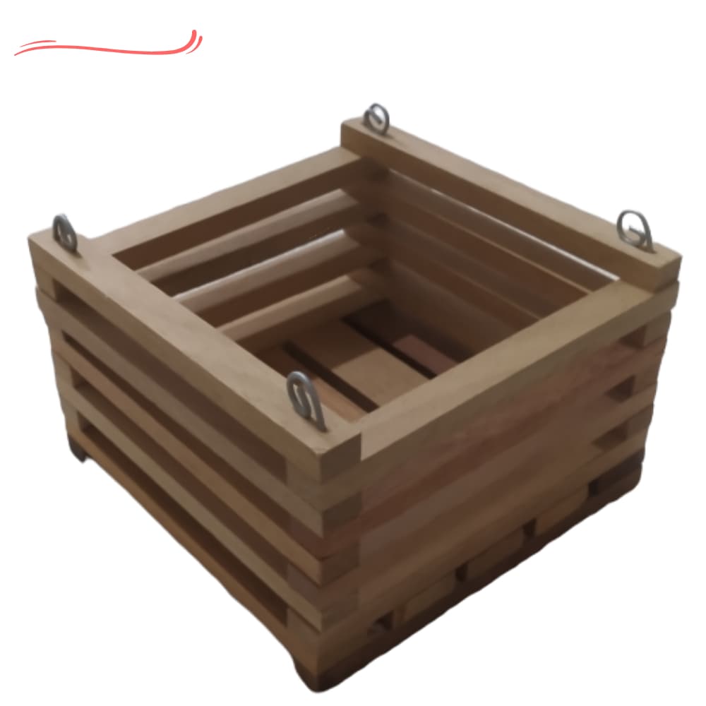 Kit 3 peças - Cachepot De Madeira de Lei Para Orquídea 21x21 +  3 Pendural de 4 pontas